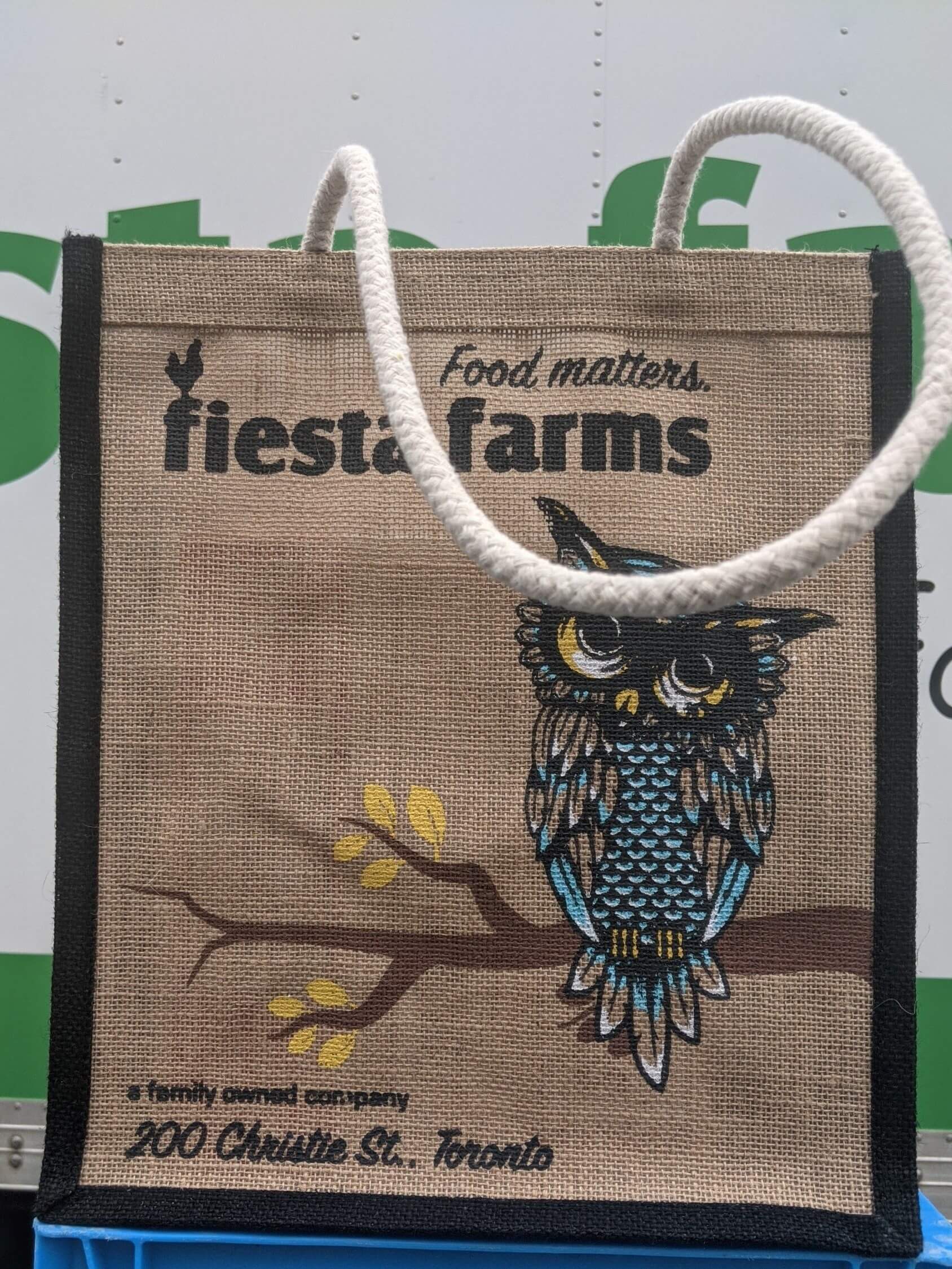 fiesta farms owl jute bag 2022 edition